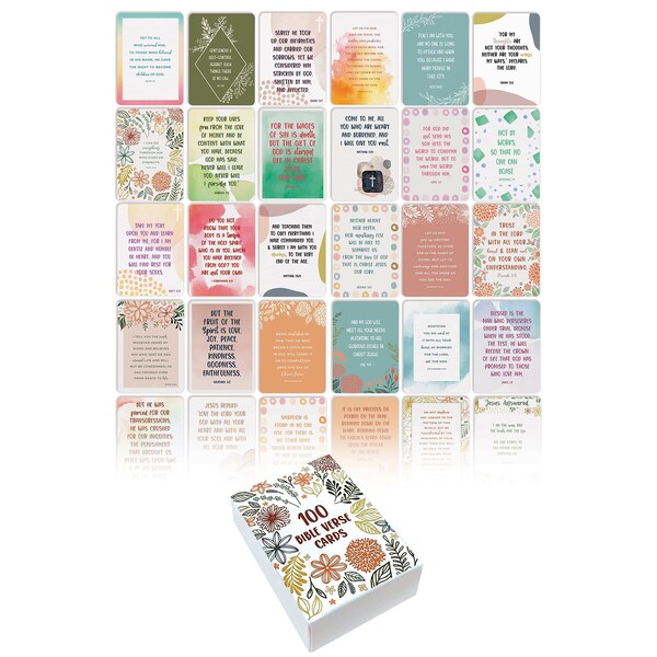 Better Office Products Bible Verse Encouragement Cards, Old & New Testament, 100 Unique Designs, 2.5in. x 3.5in., 100PK 64582 - main